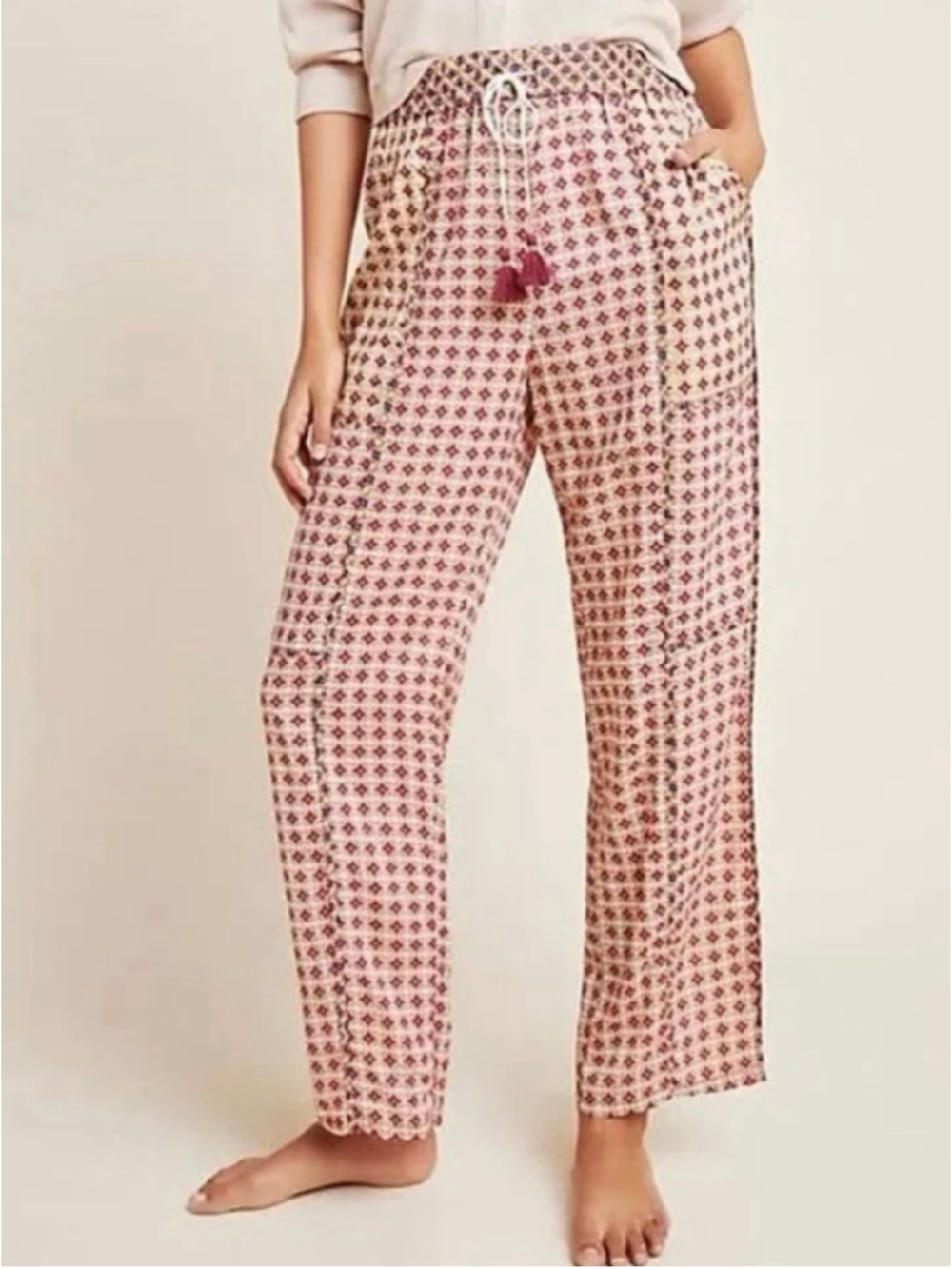 Anthropologie Doria Geometric Print Sleep Trouser Pants Size Small NWT